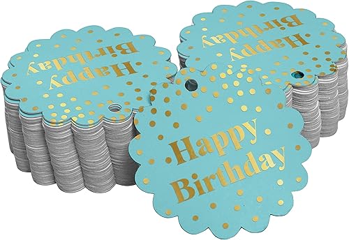 Miniatura 308 de Etiquetas colgantes para botellas de feliz cumpleaños, paquete de 100 unidades Blanco,Aqua Blue,Negro,Azul,Azul turquesa oscuro,Rosa