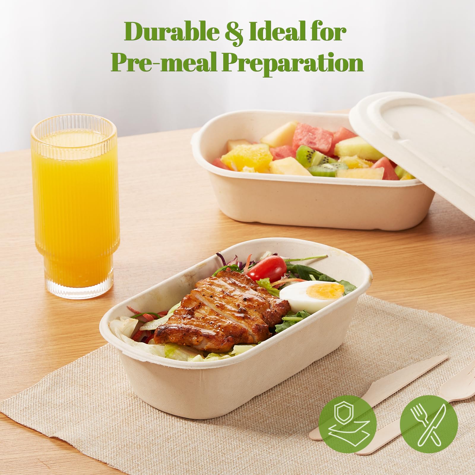 Sugarcane Pulp Eco-Friendly To-Go Boxes Gallery Image