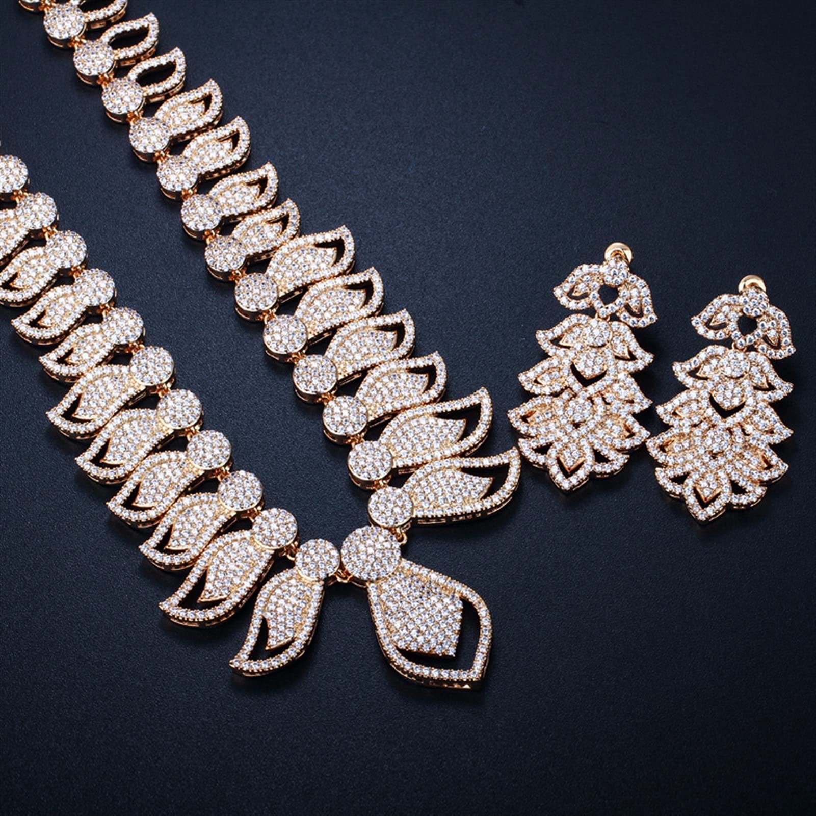 LYGXWJFC Set con Collana e Orecchini da Sposa con Gioielli cubici con Micro pavé