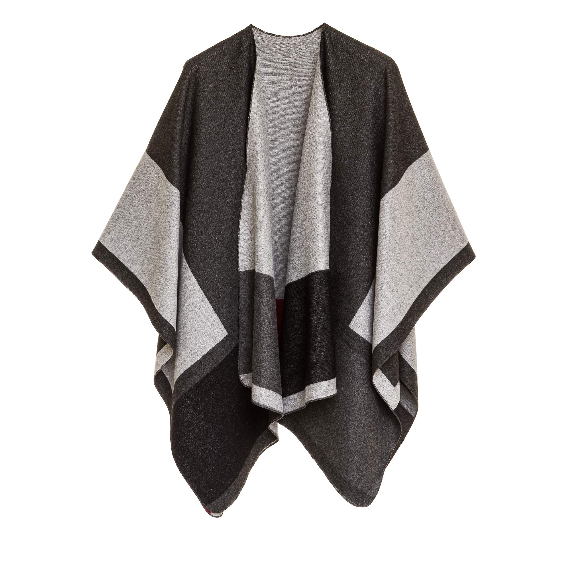 Women's Shawl Wrap Poncho Ruana Cape Cardigan Sweater Open Front for Fall Winter