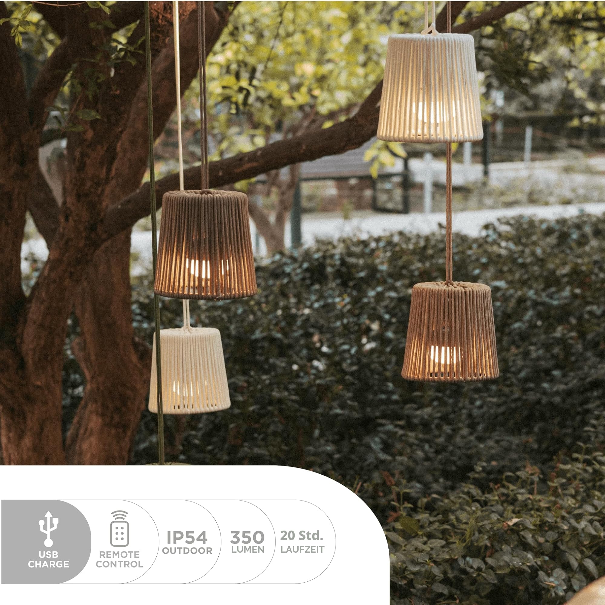 newgarden Conta Mini Tragbare LED Pendelleuchte mit Fernbedienung und USB Wiederaufladbarer Akku