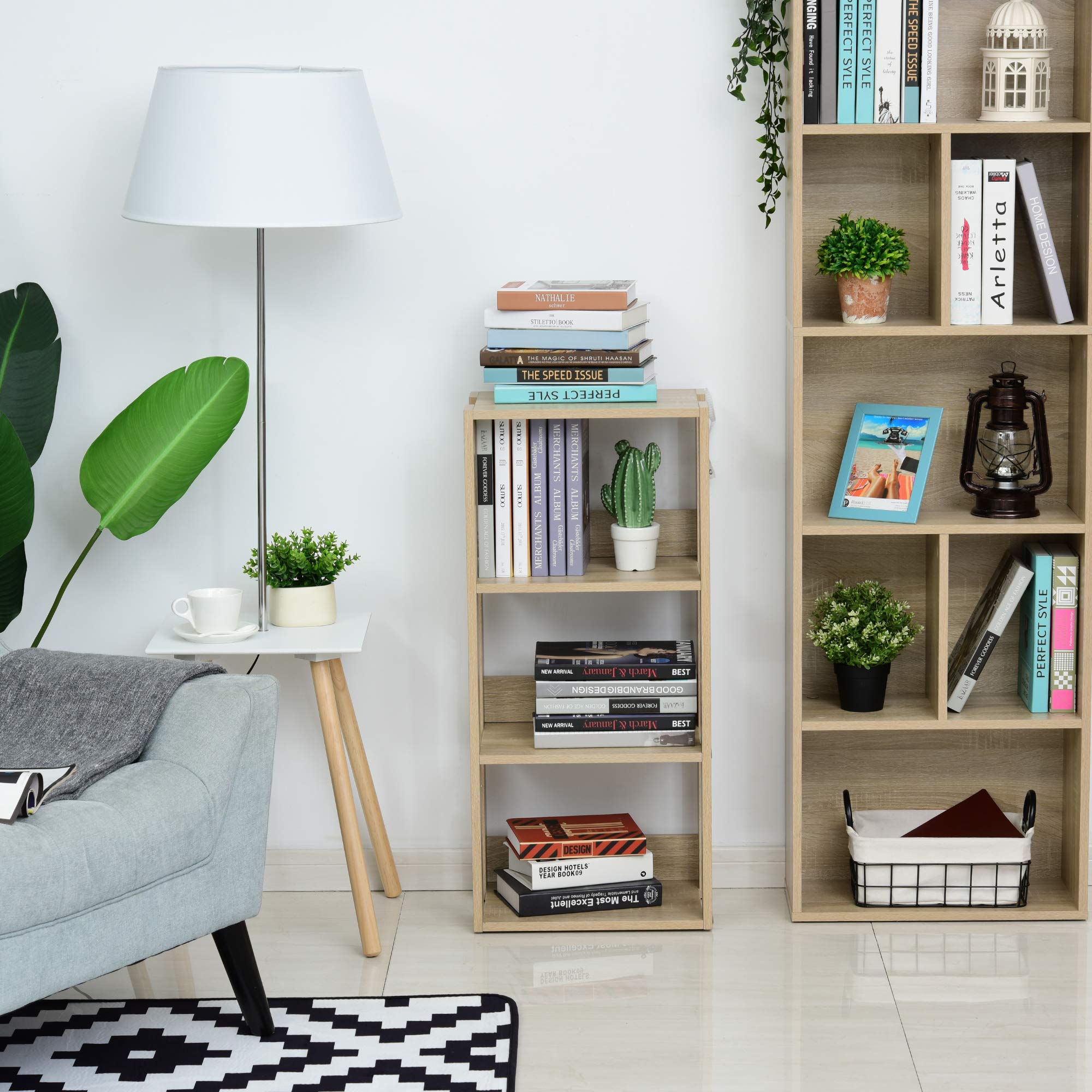 HOMCOM Libreria Scaffale in Legno a Parete con 3 Ripiani, Antiribaltamento, Piedini Antiscivolo, 40x29.2x87.9cm