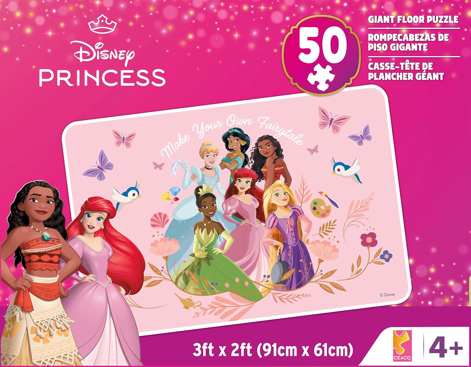 Buffalo Games - 50 piece Giant Floor Puzzle - Disney Princess - Educational Puzzles for Kids Ages 4 and up - Large Pieces - 2 feet x 3 feet
