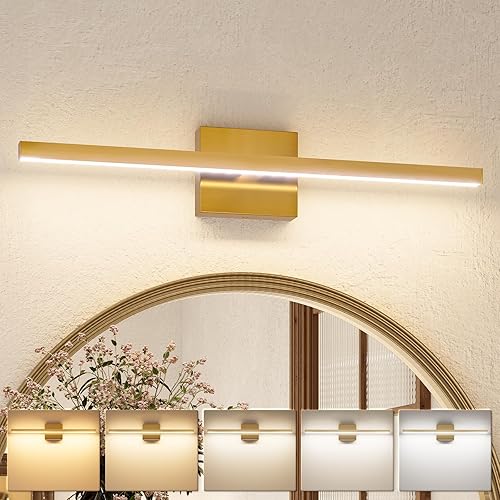 Miniatura 8 de VOLISUN Lámpara de tocador moderna cromada sobre espejo - Fixture LED regulable de 5CCT, 39.4 pulgadas, 24W - Certificado ETL Cromado,Negro