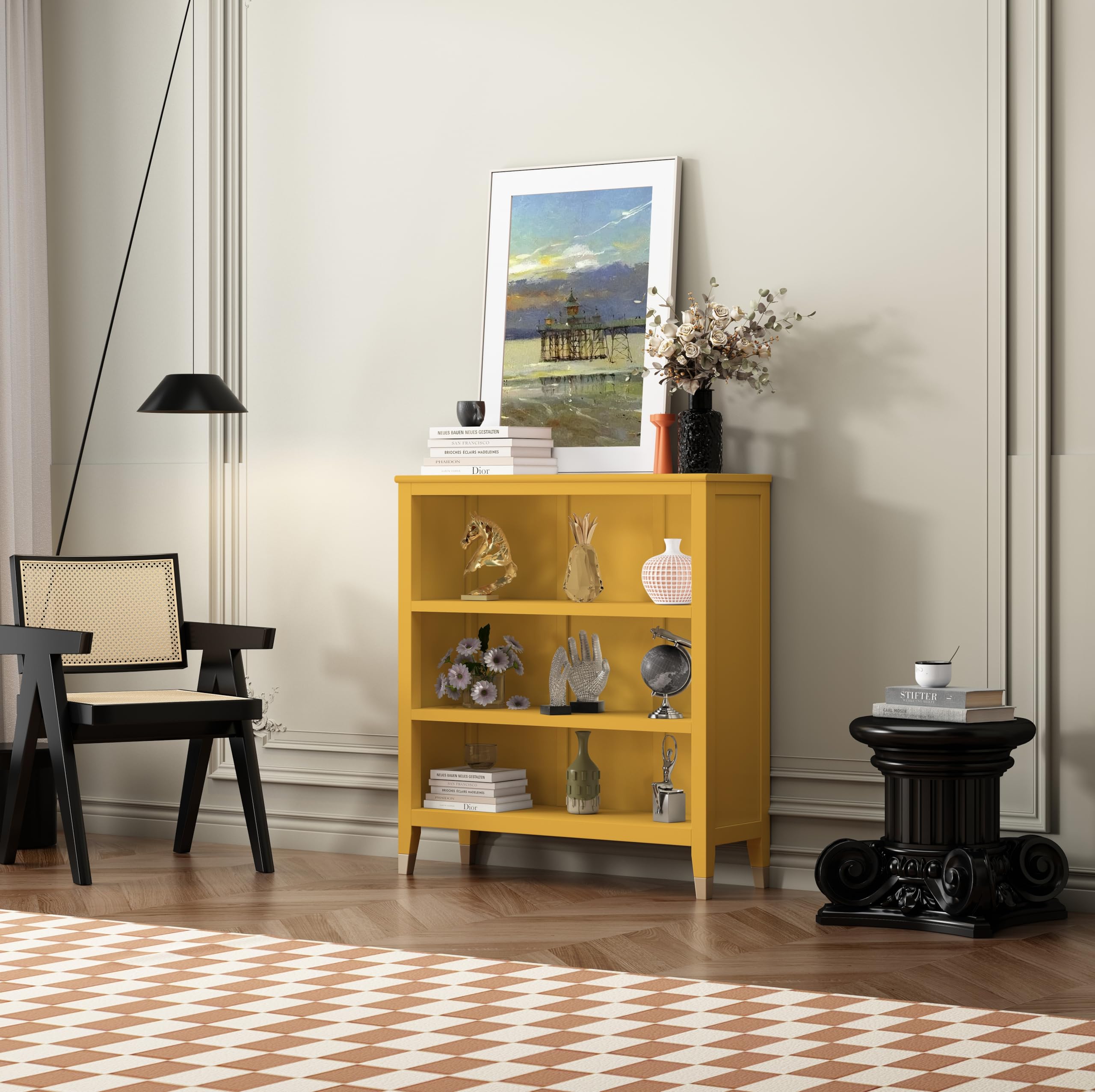 Cabinet Bits Palazzi Bookcase H97 W89 D25cm - Mustard
