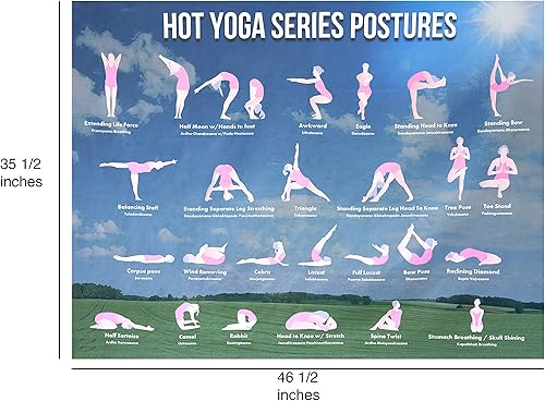 Miniatura 4 de Póster grande de posturas de yoga Bikram  Tapiz para decoración de yoga caliente  Guía para principiantes para ejercicio efectivo de yoga, material