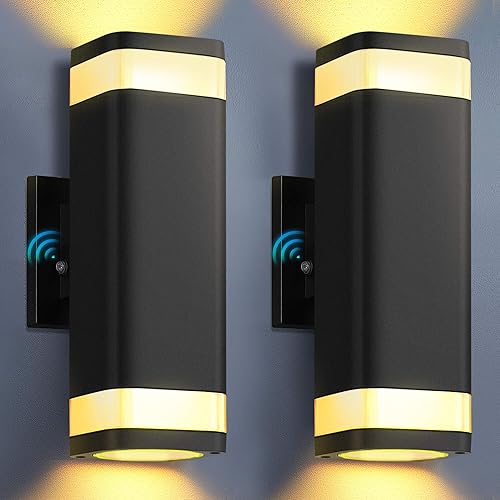 RAYVO Lámpara de pared moderna para exteriores, sensor LED del atardecer al amanecer, negro (3000 K blanco suave, paquete de 2)