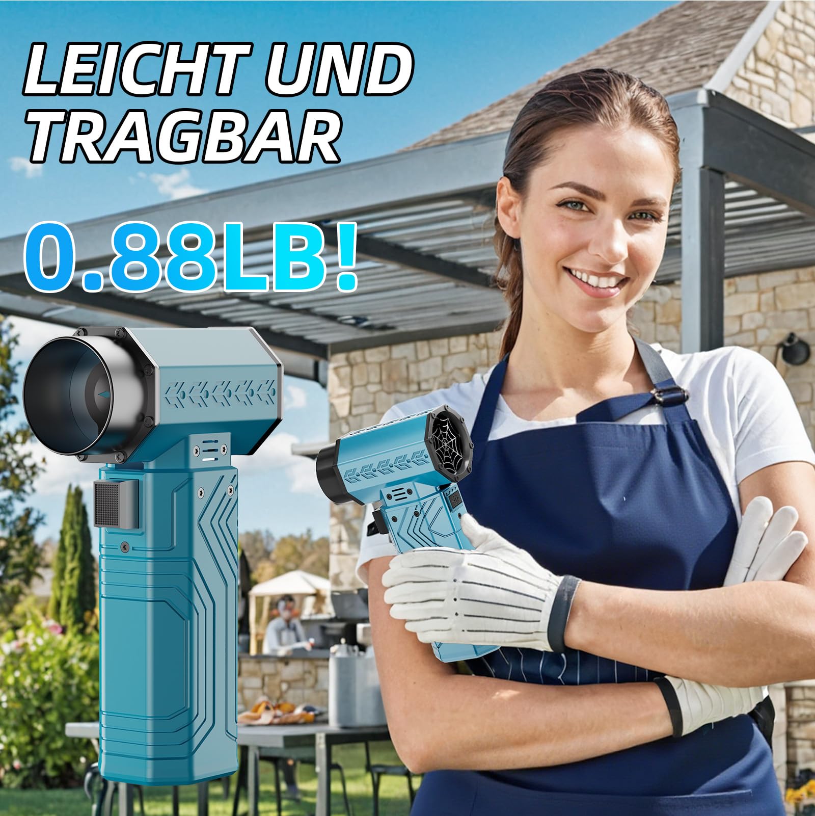 Turbo-Trocknergebläse für Auto, 180 km/h, Autotrockner, Luftgebläse, 400 W, 40 mm bürstenloser Motor, blasen Sie 2 Dosen Cola leicht weg, stufenlos variable Geschwindigkeit für Auto, Zuhause und