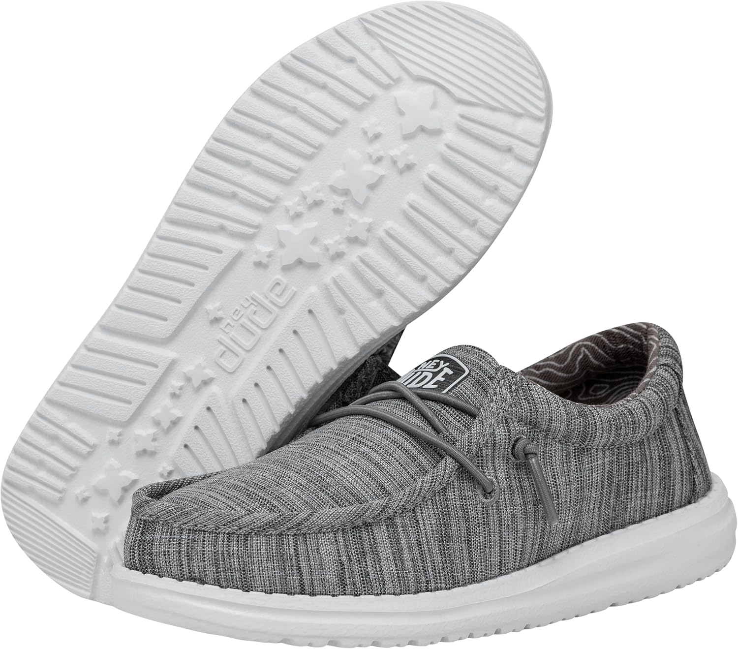HEYDUDE Wally Youth Blend Linen Stone Size 4 | Kids Shoes | Kids Slip-on Loafers | Comfortable & Light-Weight