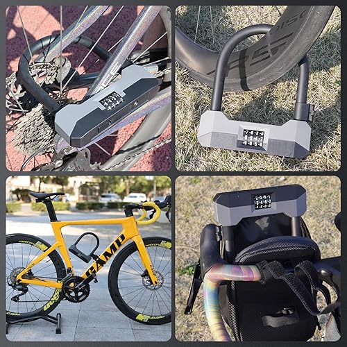 Miniatura 7 de Candados de bicicleta resistentes antirrobo, combo de bloqueo en U para bicicleta con 2 llaves, grillete de 0.71 pulgadas, cerradura de bicicleta de