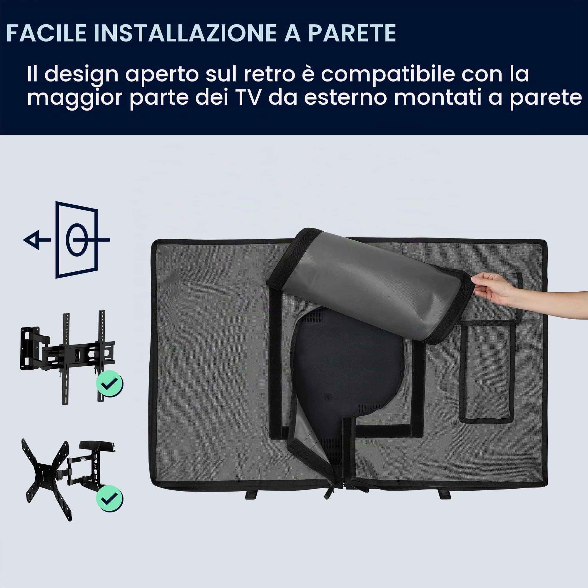 kwmobile Protezione Compatibile con 32" TV - Cover Impermeabile Proteggi Schermo PC e TV - Custodia Protettiva Antipolvere con cerniera - grigio scuro