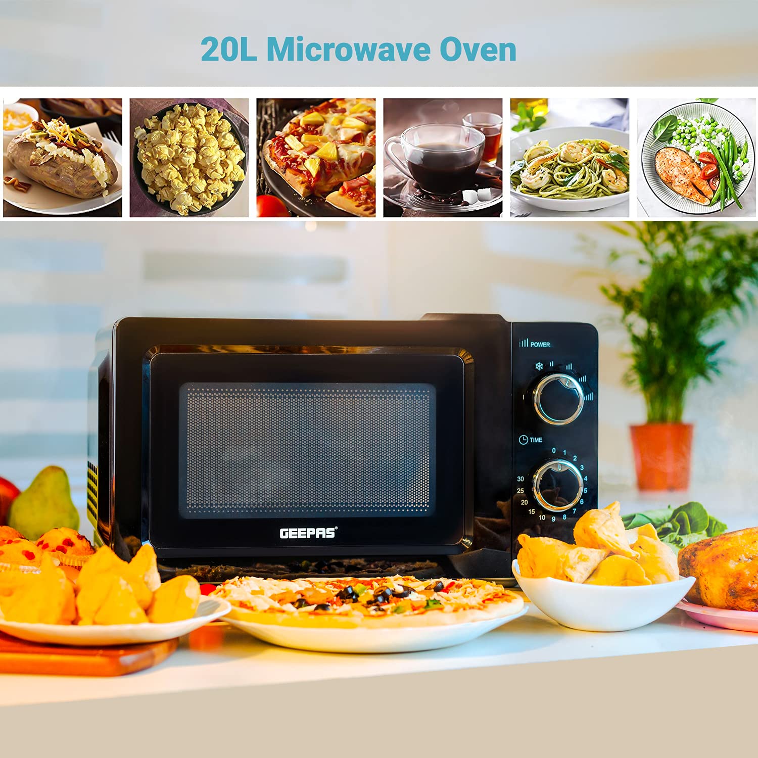 Buy Geepas 700W Solo Manual Microwave 20L Solo Microwave Oven with 5