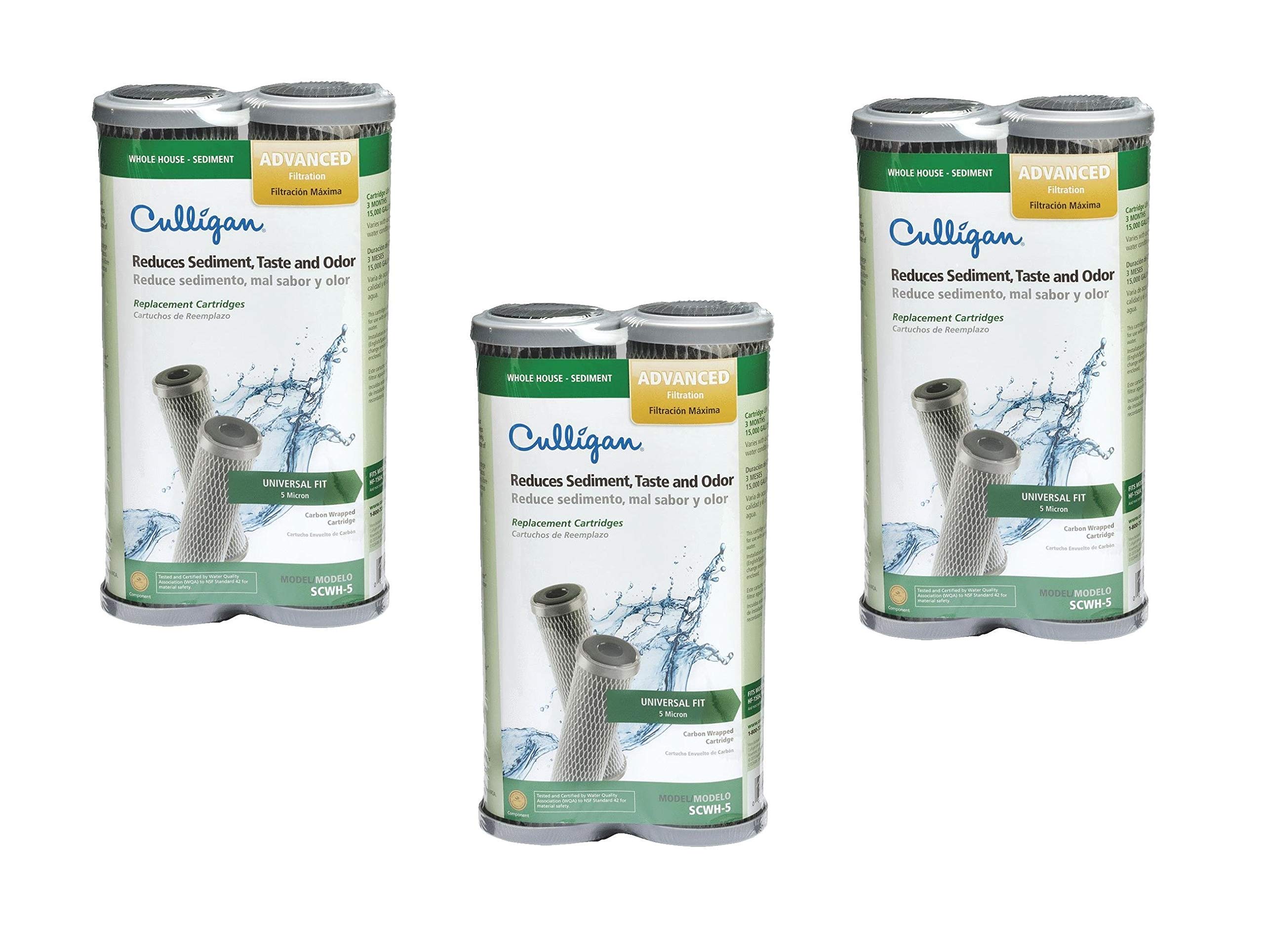 CulliganSCWH-5 Whole House Advanced Water Filter, 15,000 Gallons, Sold as 3 Pack, 6 Filters Total