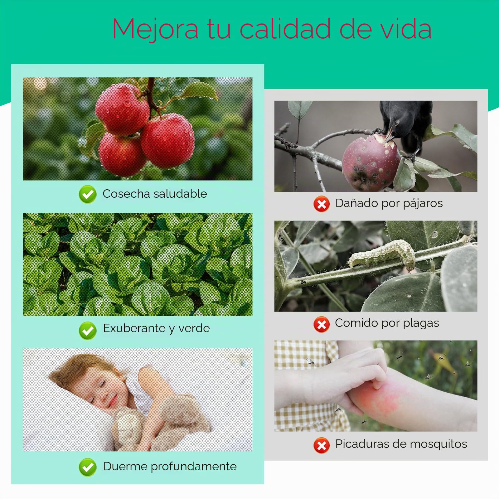 Mosquitera 2,4m x 10m Malla fina antiinsectos para jardín, huerto, bricolaje con bridas Cinta métrica y tijeras para terraza,balcón,pabellón, camping protege contra mosquitos, moscas y pájaros
