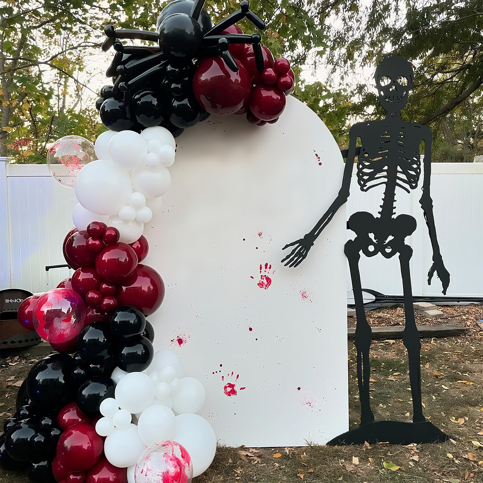 Zestaw łuku balonowego na Halloween, krwawe balony, girlanda, czarno-czerwony balon z horrorem, marmurowe, lateksowe balony na straszną straszną morderczą noc, duch, upiorny wampir, urodziny