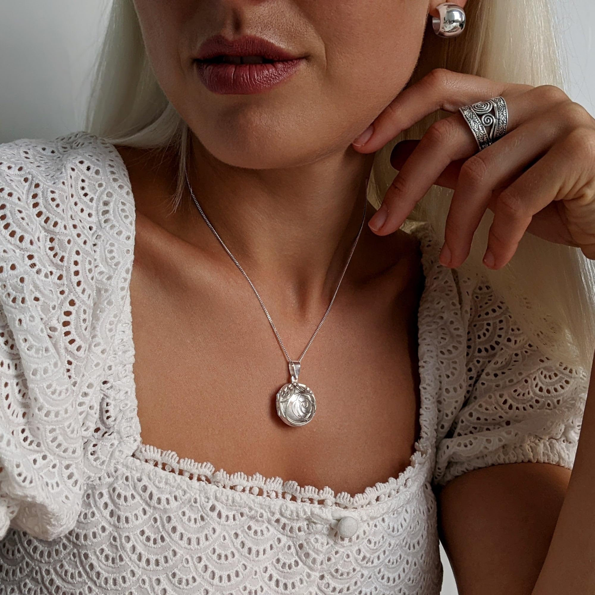 Silverly Orecchini a Cerchio a Cupola in Argento Sterling per Donna, 15,5mm | Orecchini a Cerchio in Argento 925 | Design Arrotondato Extra Spesso e Liscio | Gioielli Essenziali per Tutti i Giorni
