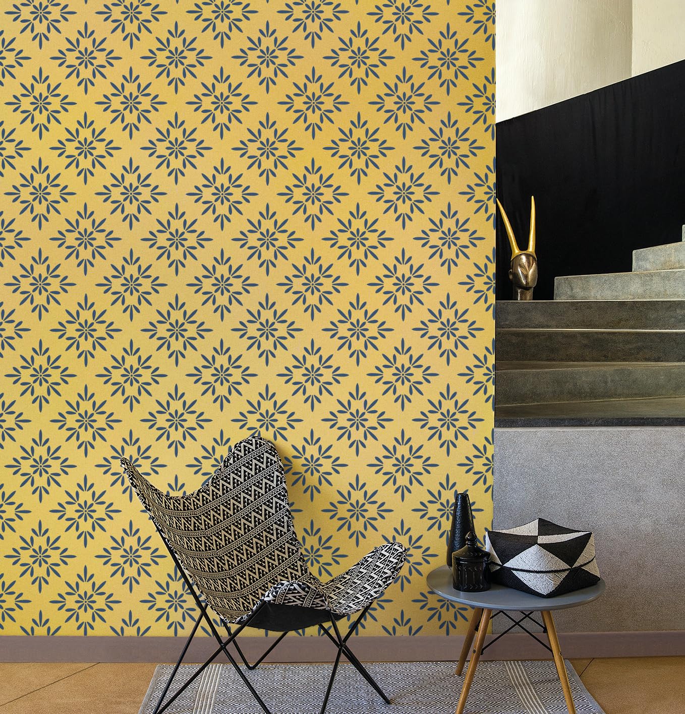 Asian Paints Royale Play Wall Fashion DIY "Buds & Blossoms" Stencils for All Over Wall