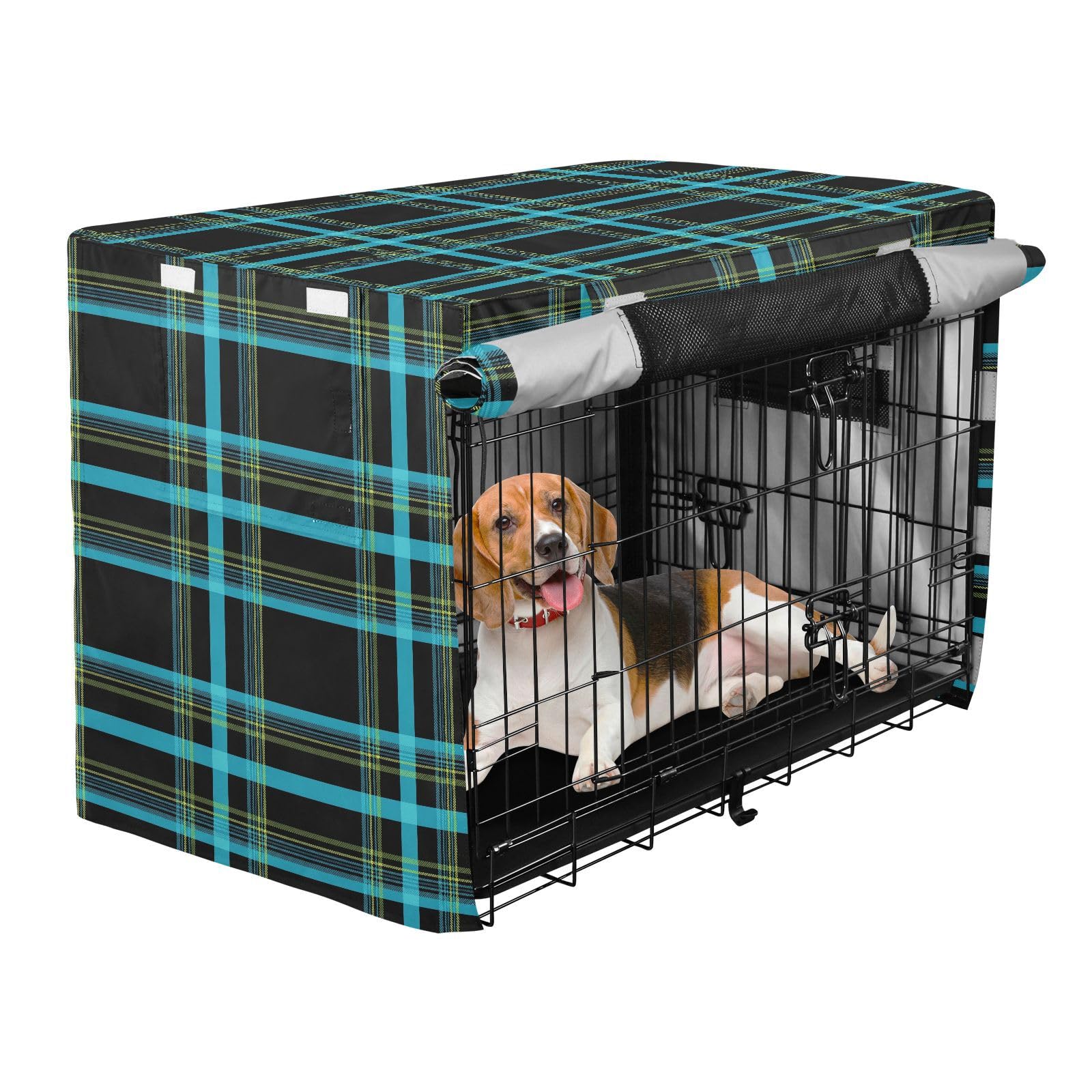 Scottish Plaid Dog Cage Covers Pets Kennel Cover Dog Crate Curtains 42 Inch