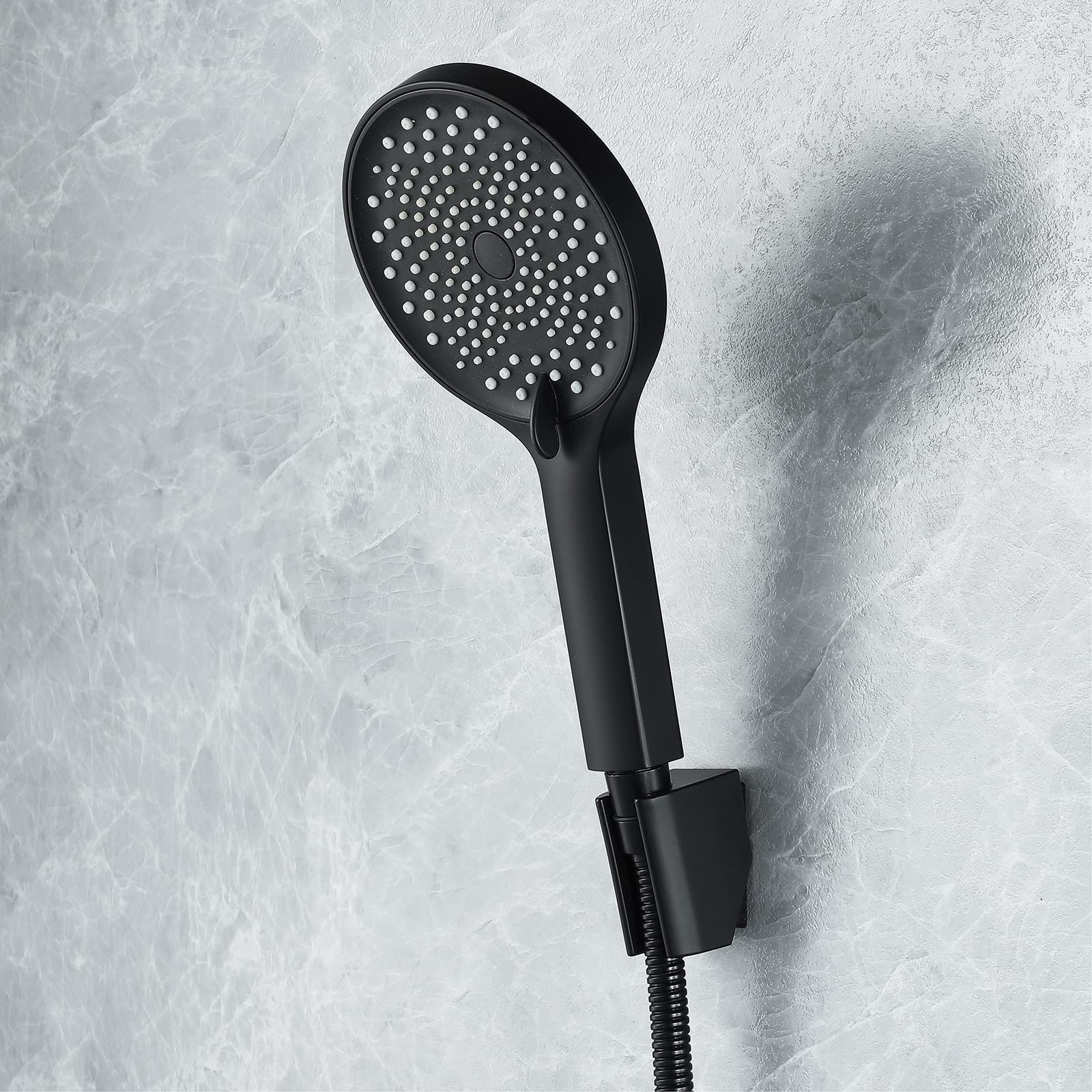 Alcachofa de Ducha ABS Universal Cabezal de Ducha 3 Modos Cabezal de Ducha de Mano con 1.5M Manquera Ducha, Alta Presión Ahorro de Agua Telefono Ducha con Ajustable Soporte,Negro