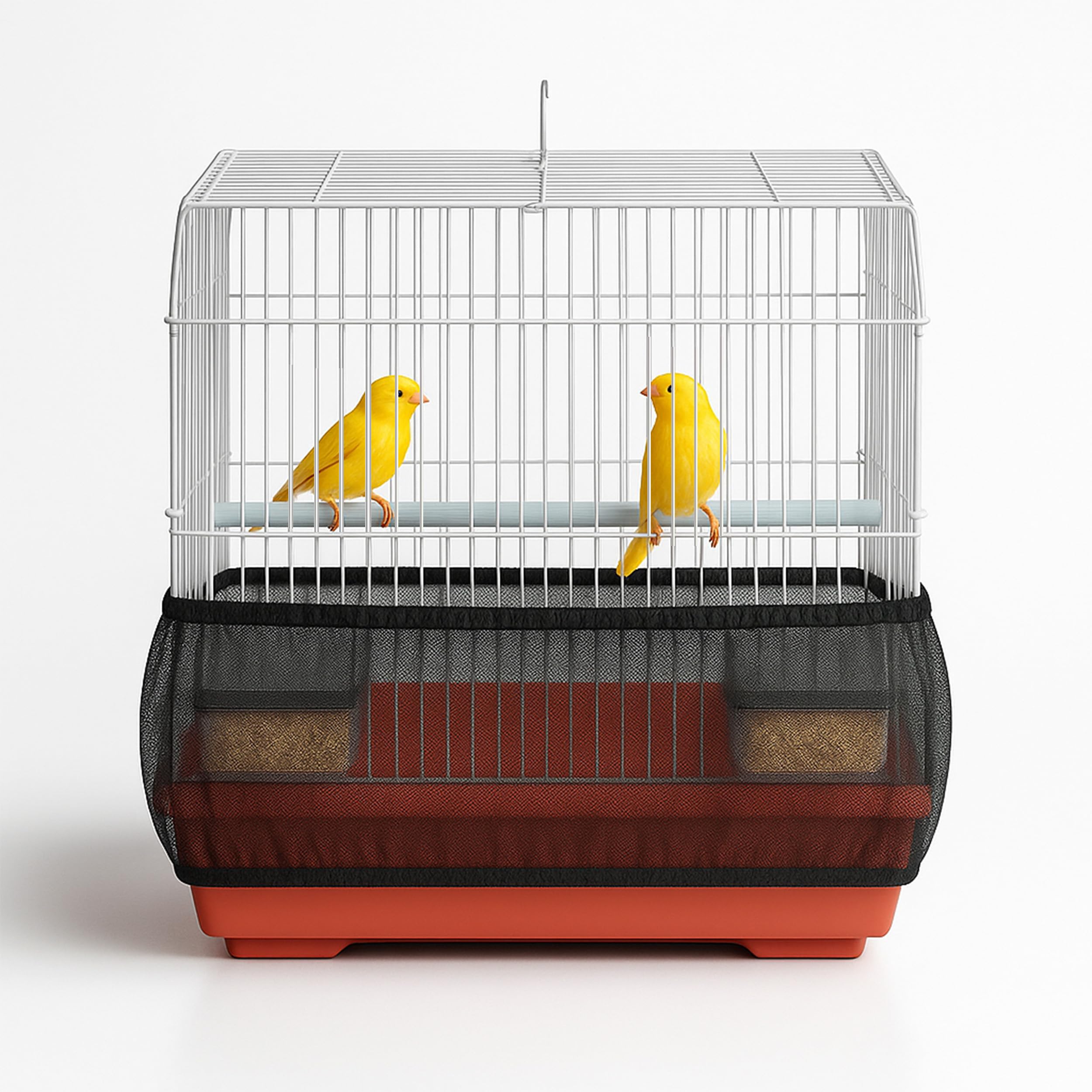Universal Bird Cage Seed Catcher Universal Mesh Skirt Cover Stretchy Small Animal Cages Cover Pet Removable Durable Protector (Black, Small)