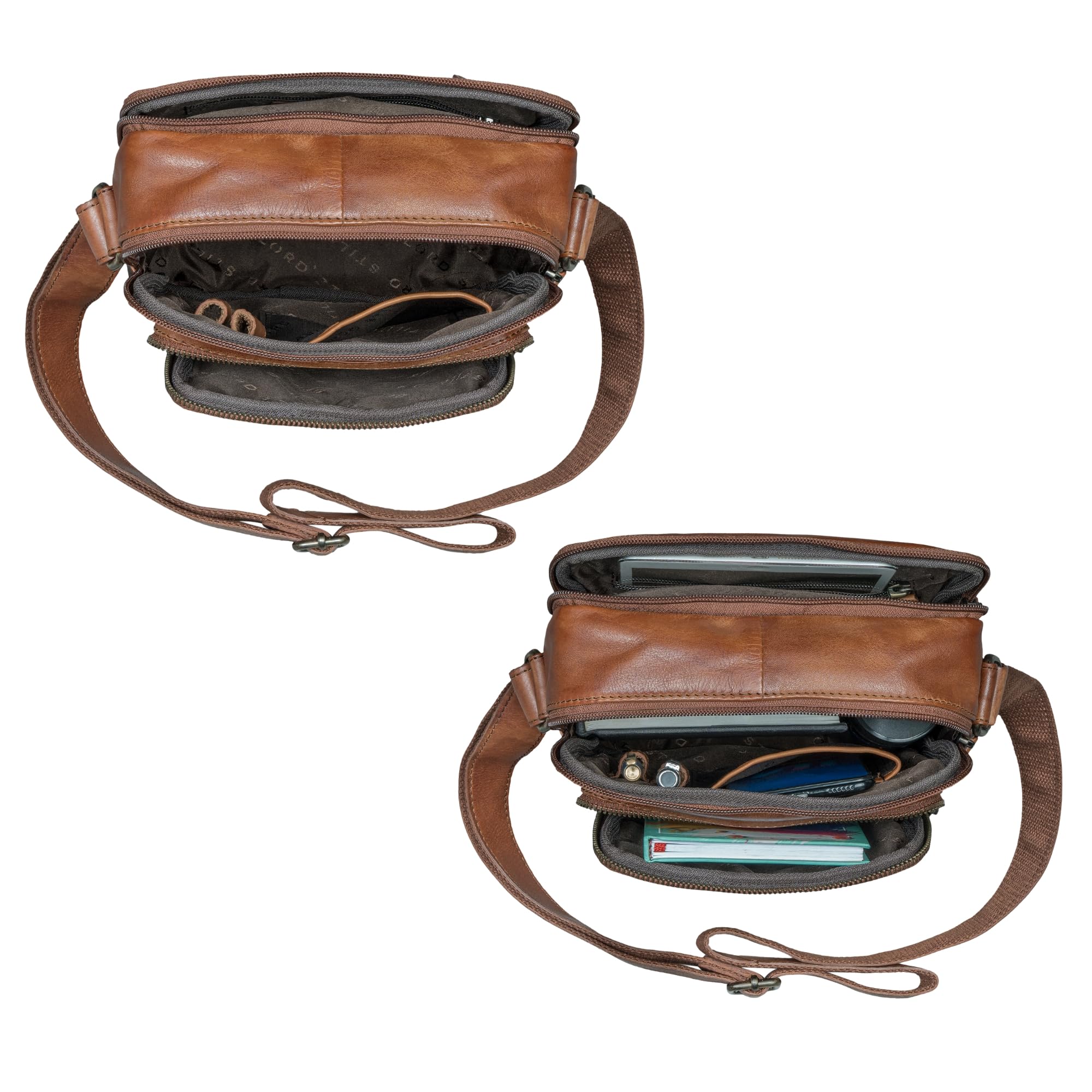 STILORD "Ivano Bolso Pequeño Cuero Para Hombre Bandolera Crossbody Bolsos De Mensajero Compacto Para Tablet De 10,9 Pulgadas Piel Auténtica Color:maraska - marrón