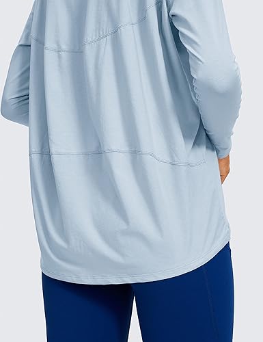 Miniatura 3 de CRZ YOGA - Camisetas deportivas de manga larga para mujer camisetas informales para otoño de corte holgado y de algodón Pima camisetas para yoga