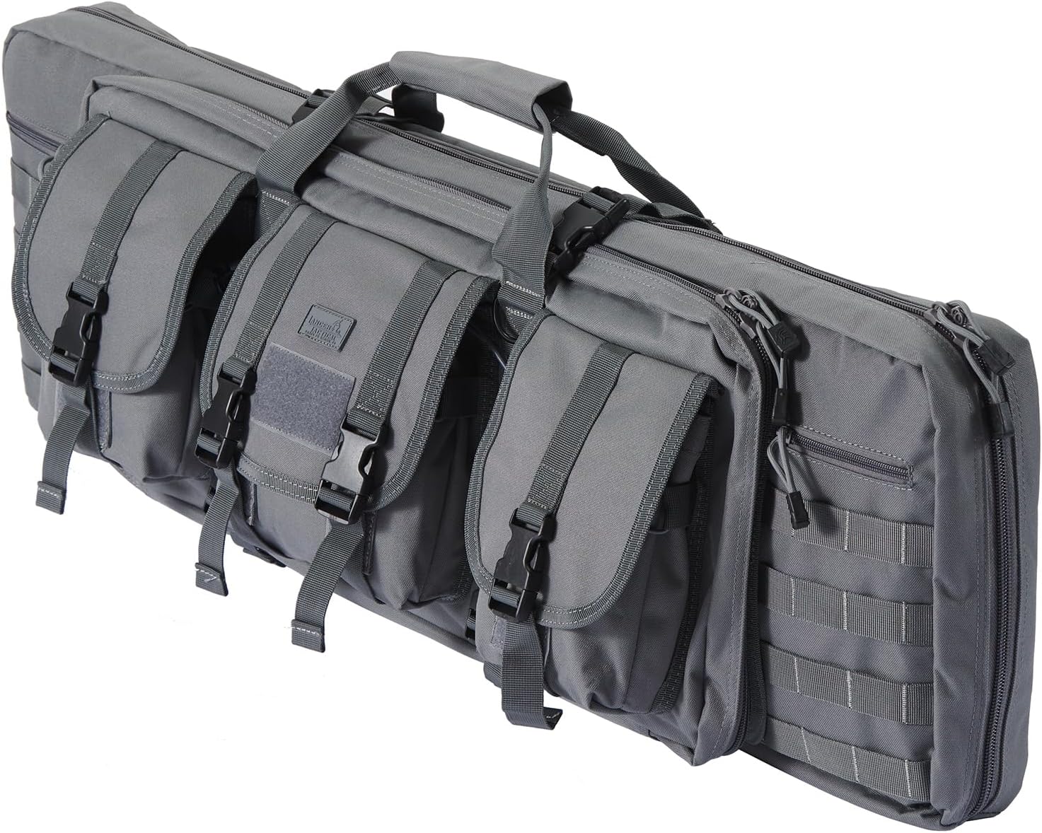 Lancer Tactical 600 Denier Polyester Double Carbine Soft Case Accessory Pouches MOLLE Webbing Secondary Gun Compartment Quick Detach Buckles Inner Storage Backpack Straps (DISRUPTIVE GRAY)