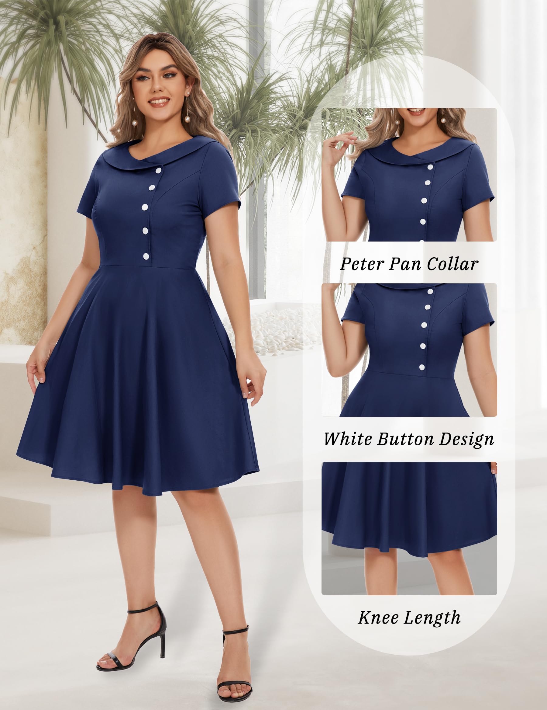Wedtrend Sukienka koktajlowa, damska, rockabilly, odświętna, wieczorowa, krótka, vintage, w stylu lat 50. XX wieku
