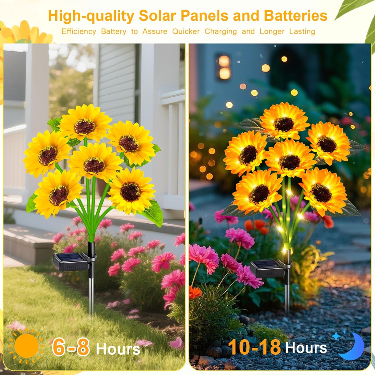 Solar Outdoor Lights Garden Decor, 3 Pack Solar Sunflower Lights, 18 Waterproof Garden Decor Flower for Outside Yard Patio,Flower Bed, Pathway, Gift for Women, Mom, Grandma