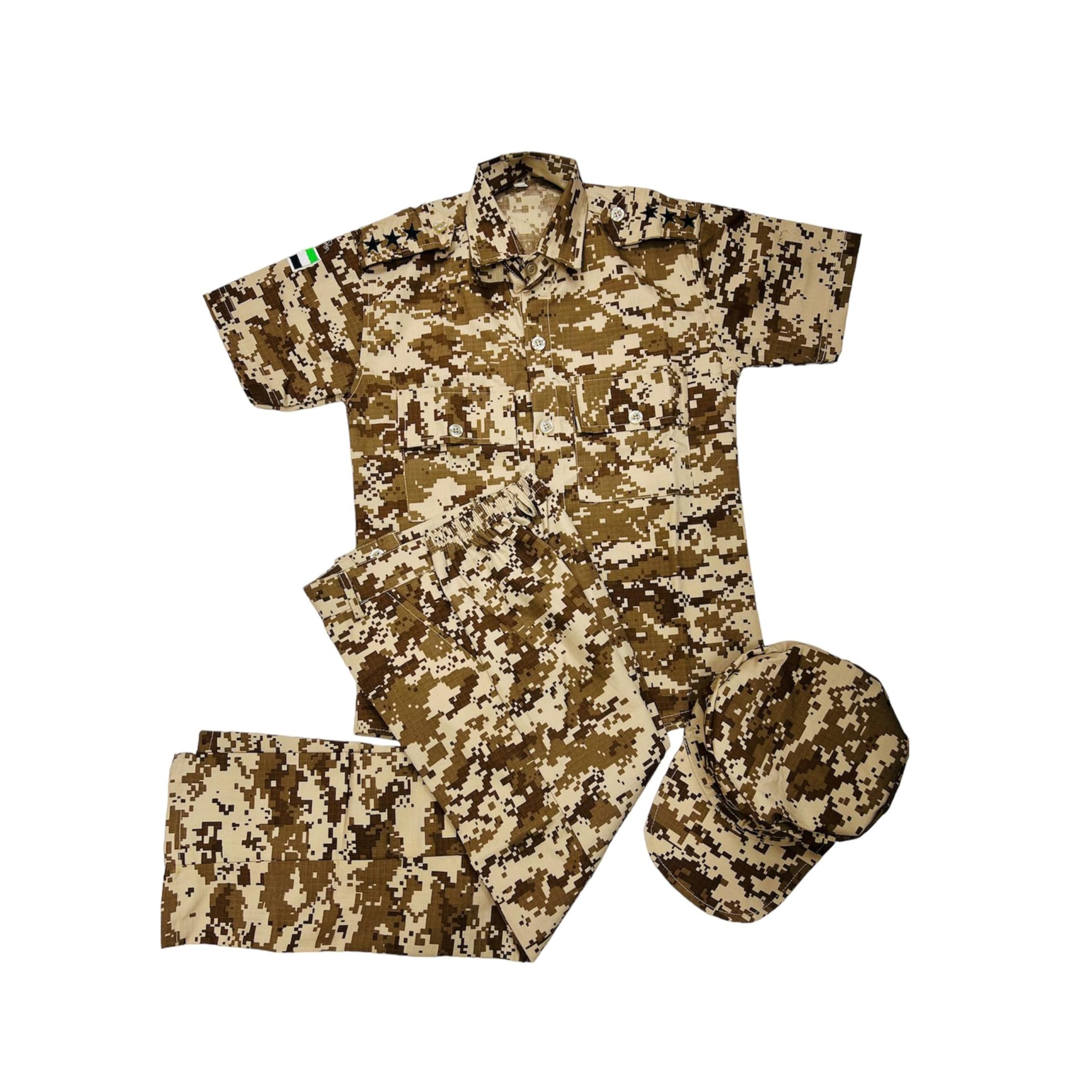 GenericMILITARY 2 PCS SET OF (SHIRT,PANT AND CAP) FOR KIDS (UAE/KSA, Age, 10 Years, Regular)
