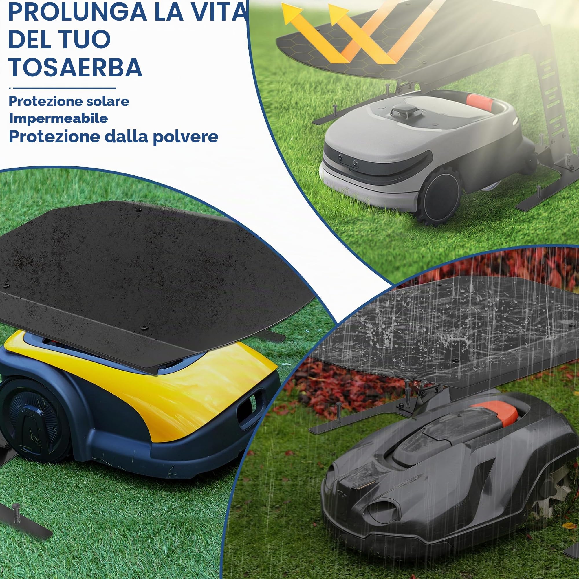UISEBRT Telo di protezione per robot tosaerba in ferro, resistente ai raggi UV, antiruggine, 77 x 94 x 36 cm