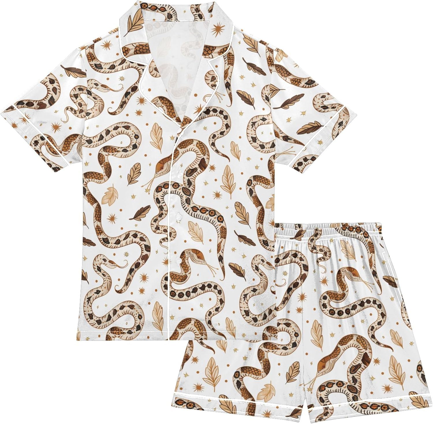 Silk Pajama Sets Short Sleeve Pajamas Soft Sleepwear 2 Piece Pjs Set