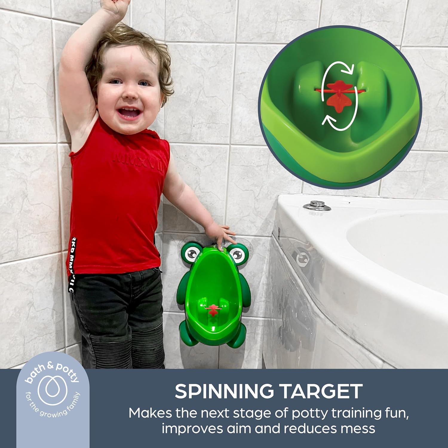 Dreambaby Pee-Pod Toilet Training Urinal - Frog Potty with Removable Bowl & Spinning Target - Portable Toddler Urinal for Boys