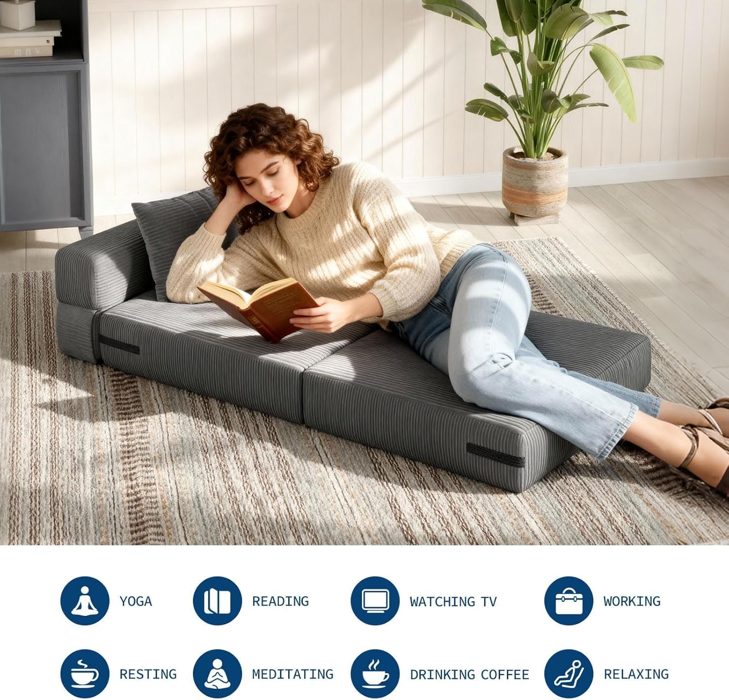 Garvee 2-częściowy zestaw foteli do spania do salonu – sofa 4 w 1, składana