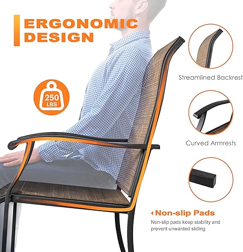 Miniatura 4 de NUU GARDEN Juego de 3 piezas de bistró para exteriores, 2 sillas de patio y mesa redonda de bistró de 20 pulgadas, tela de textileno, marco de