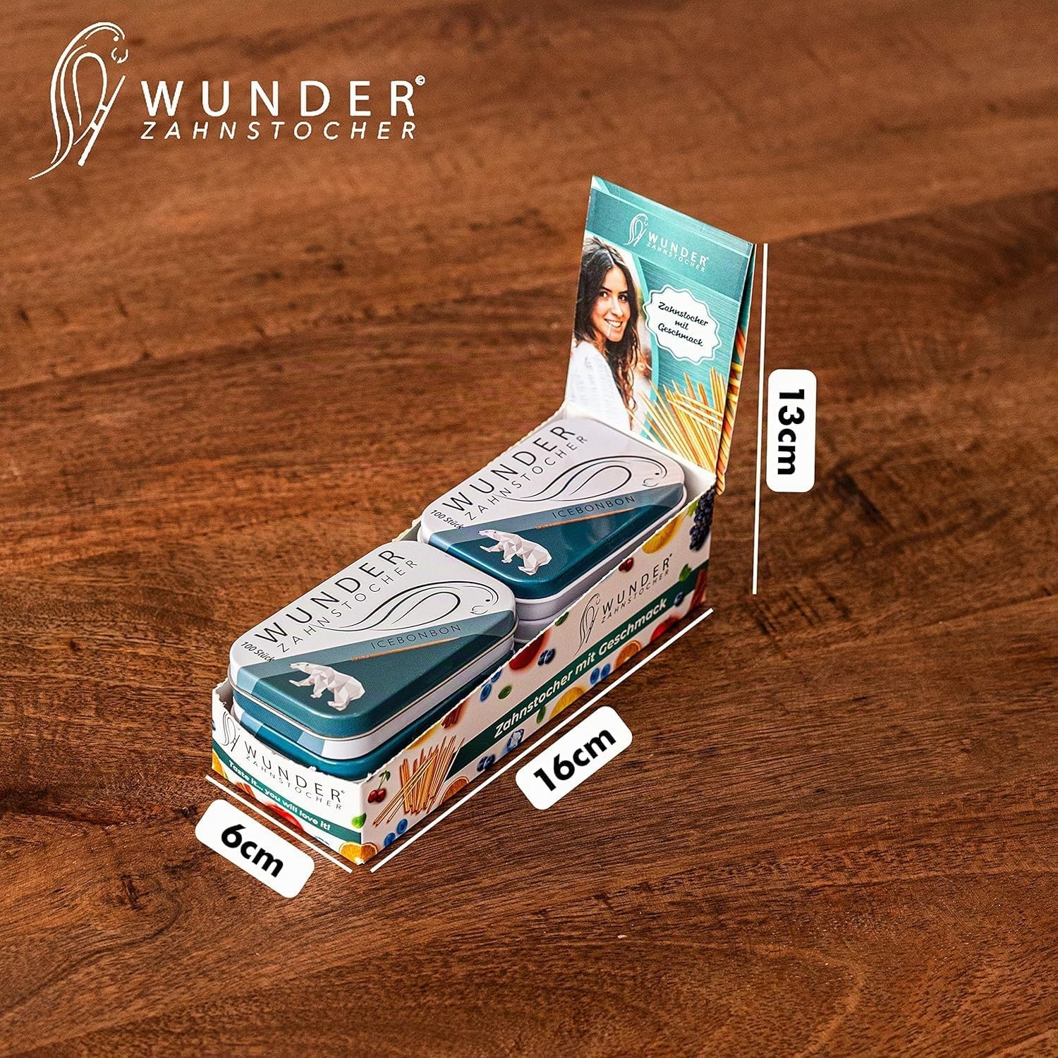 Wunder Zahnstocher Display (6er Pack) - Zahnstocher mit Geschmack
