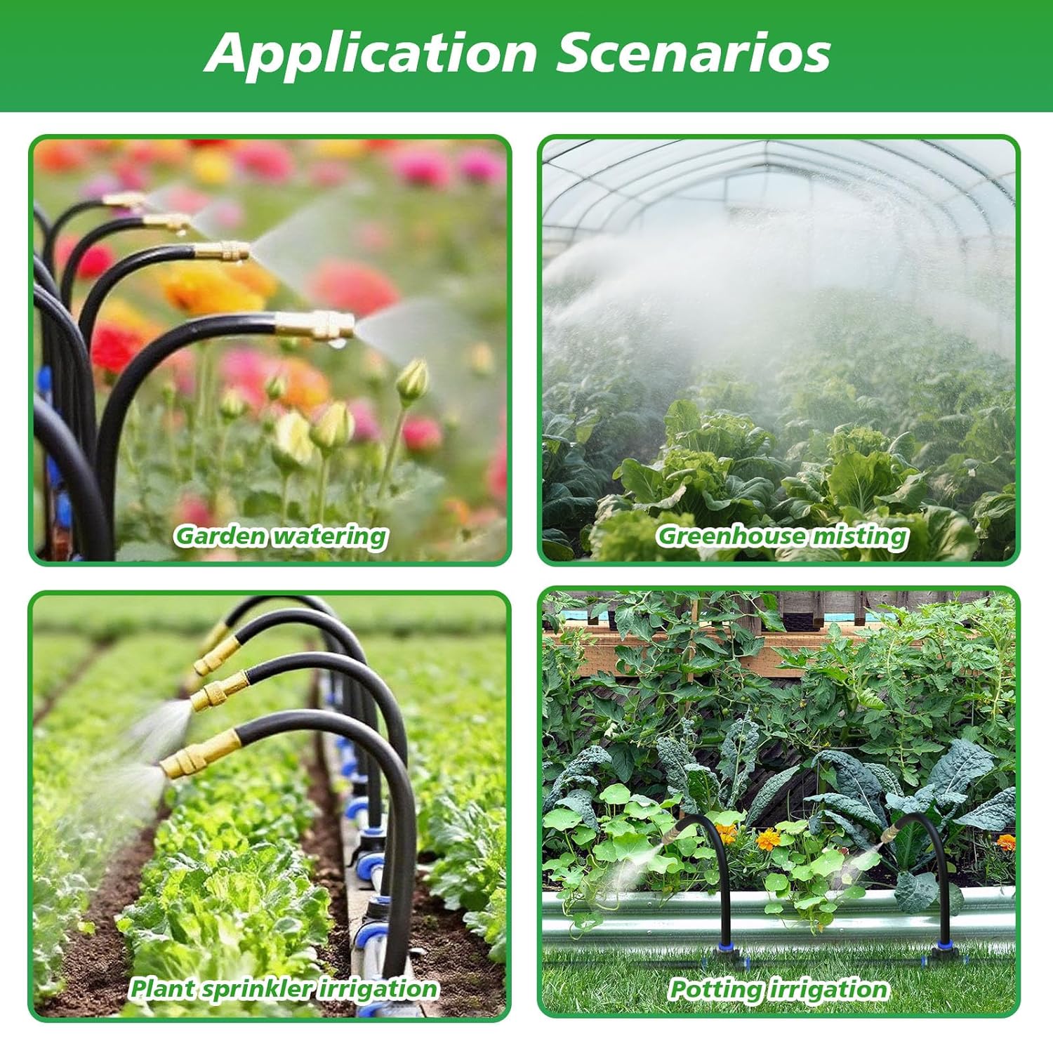 360° Adjustable Drip Irrigation System - Garden Watering System 66FT with 20 Nozzles, Drip Irrigation Kit for Garden, Yard, Lawn, Greenhouse, Plants, 5/16 inch Hose