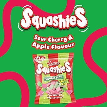 Swizzels Squashies Sweets - Sour Apple and Cherry Flavour (Price Marked) Single Pack 120g