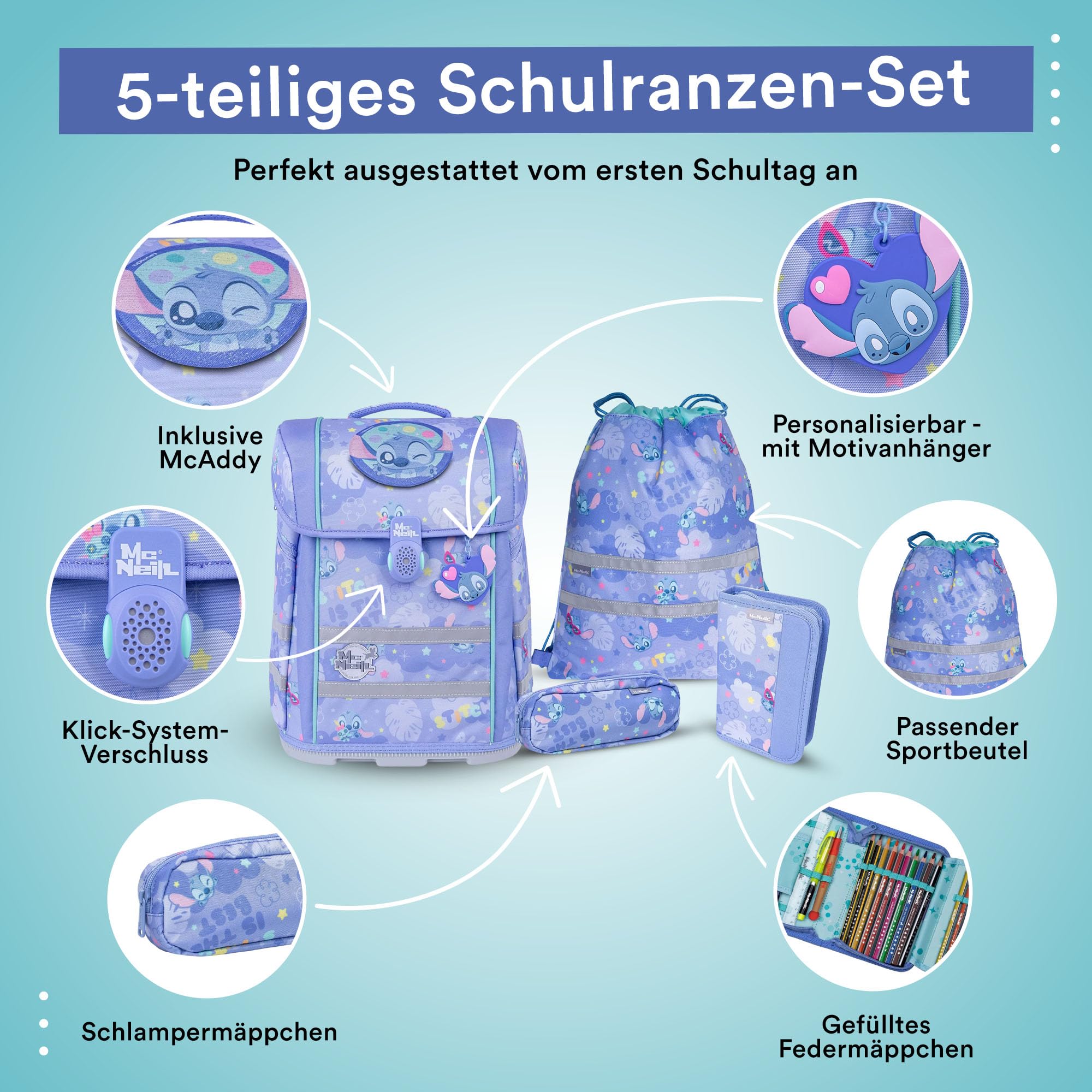 McNeill - Schulranzen-Set, 5tlg. - PERFECTO Kollektion 2025