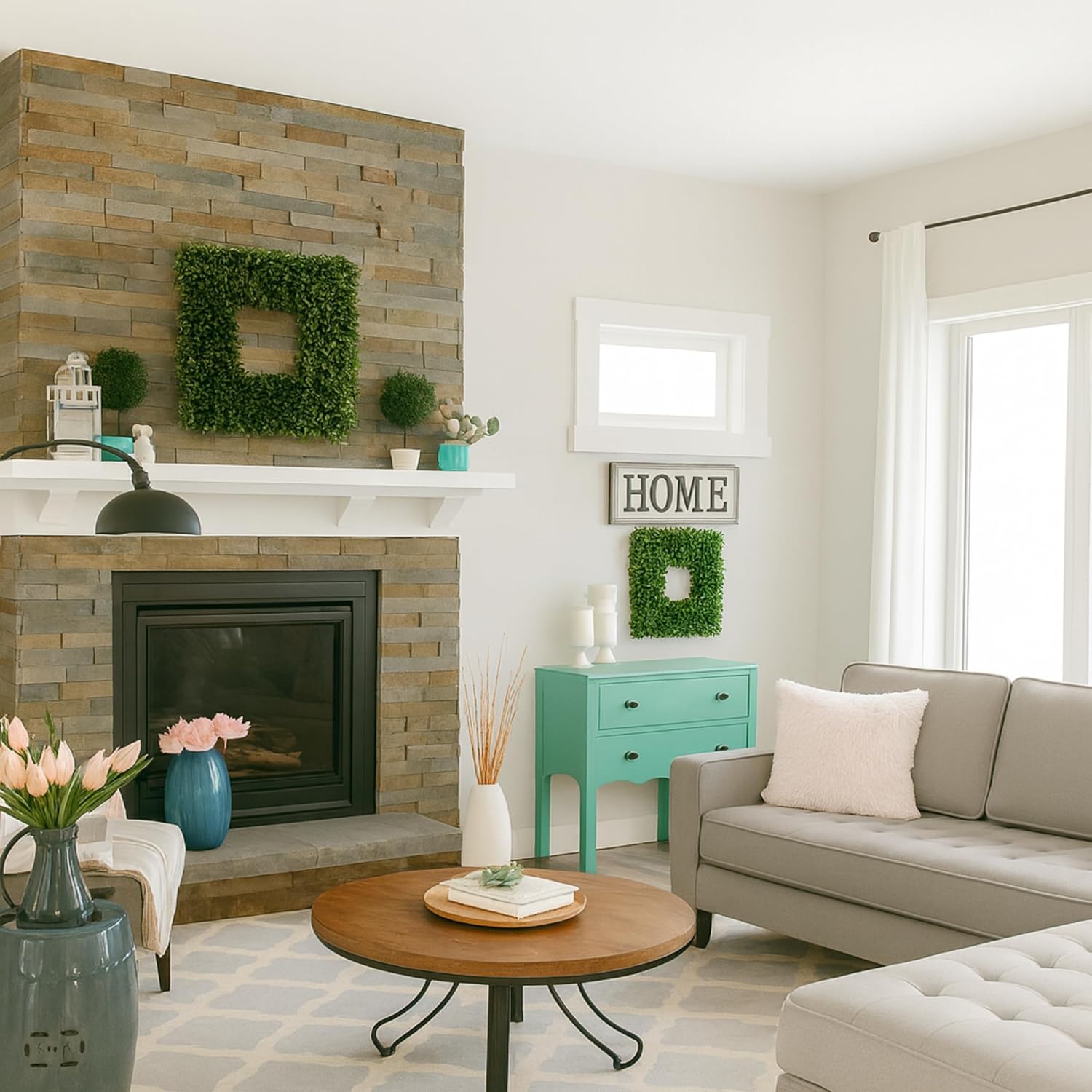 Pure Garden Boxwood Wreath - 16.5-Inch Square UV Resistant Artificial Spring, Summer, Fall or Winter Wreath - Outdoor/Indoor Wreaths for Front Door - Image 7