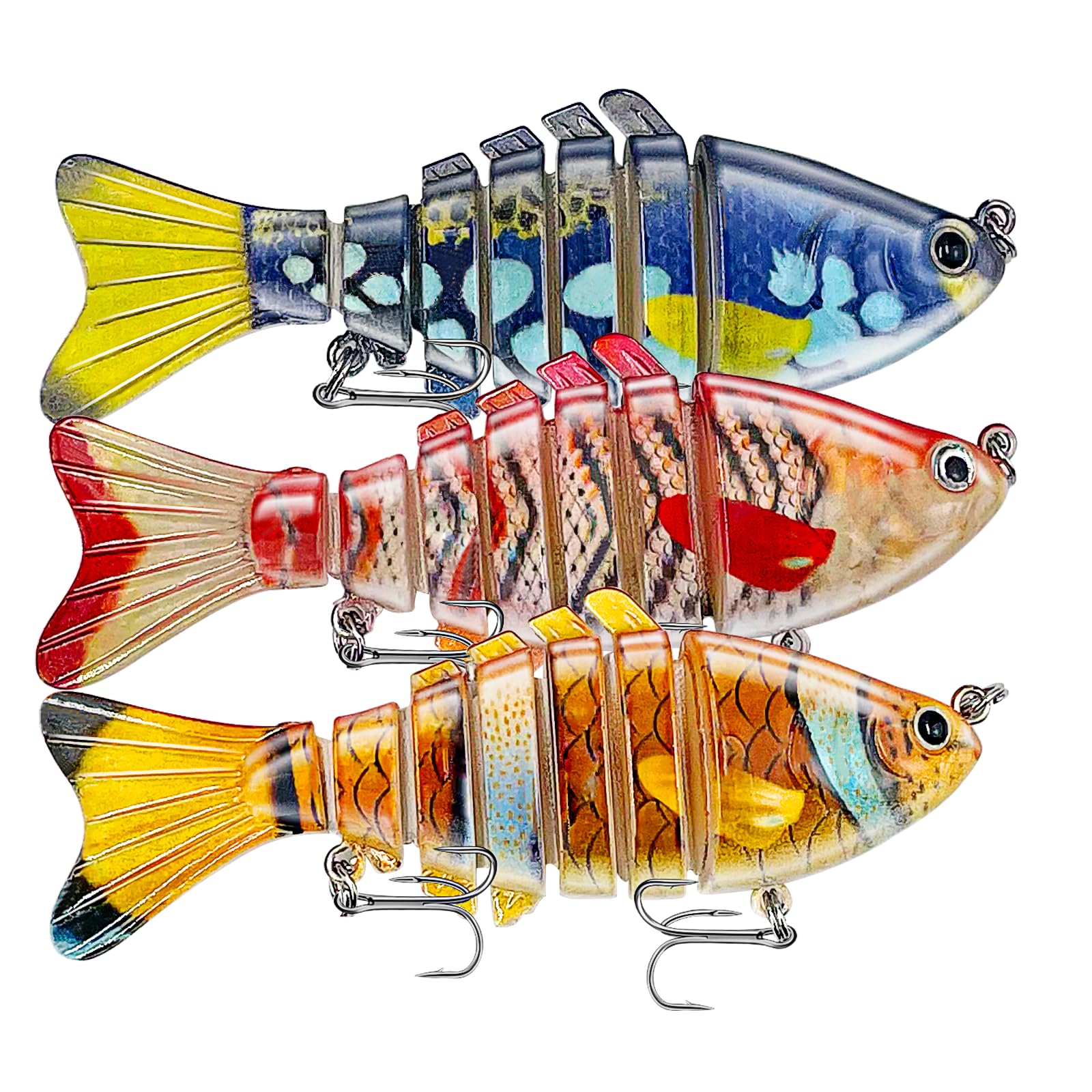 Keenjorika Fishing Lures Multi Jointed Fish Fishing Kits, Slow-Sinking Lifelike Segmented Swimbait Crankbaits, Realistic Swimming Action for Bass,