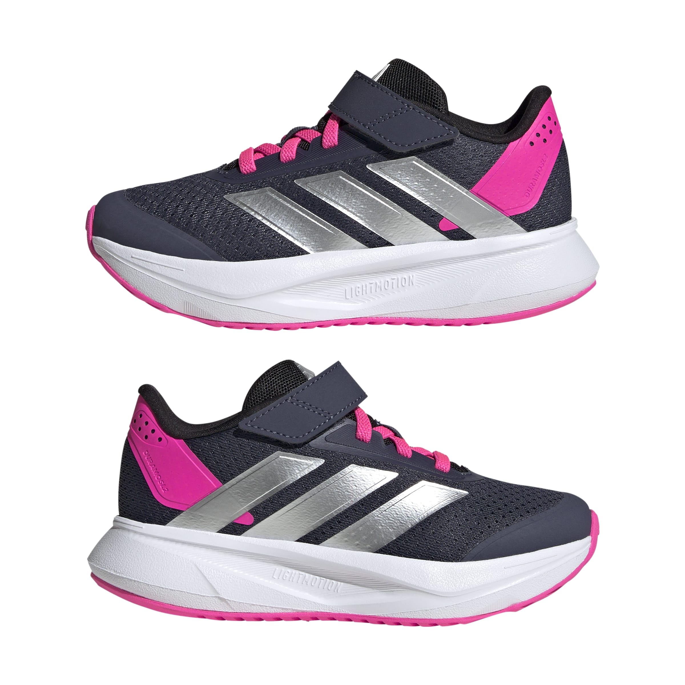 adidas Mixte Enfant Duramo SL2 Hook and Loop Shoes Kids, Shadow Navy/Silver met./Lucid Pink, 28 EU