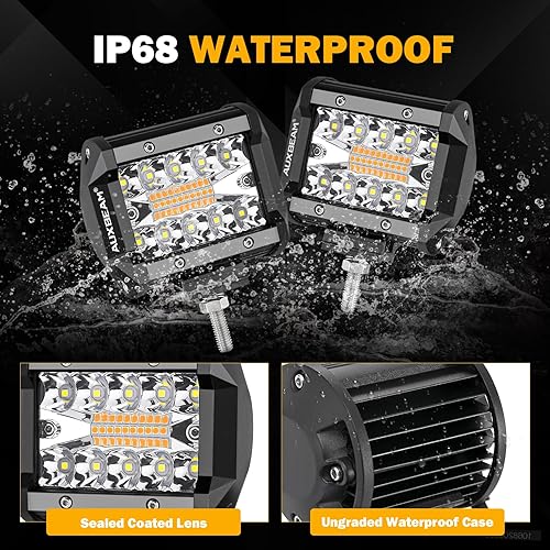 Miniatura 5 de Auxbeam Cápsulas LED de 4 pulgadas y 240 W, luz antiniebla blanca ámbar, 6 modos, luces estroboscópicas para camión de trabajo, luz de conducción