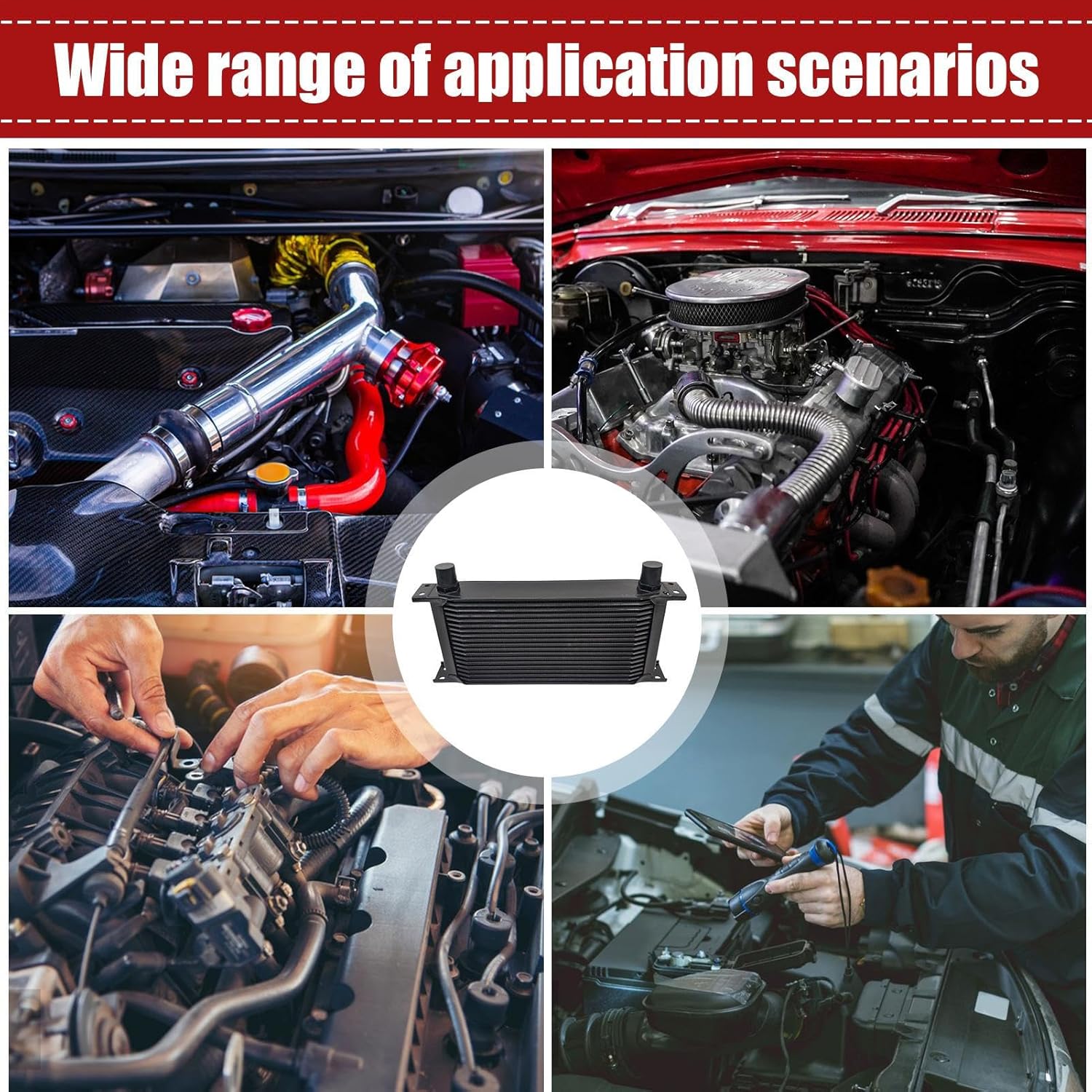 Car Oil Cooler Radiator - Engine Cooling System, Universal Vehicle Radiator, Heavy Duty Auto Cooler | Car Parts Accessories for Engine Transmission Rear Differential SUV Sedan Truck Vehicle Maintenanc
