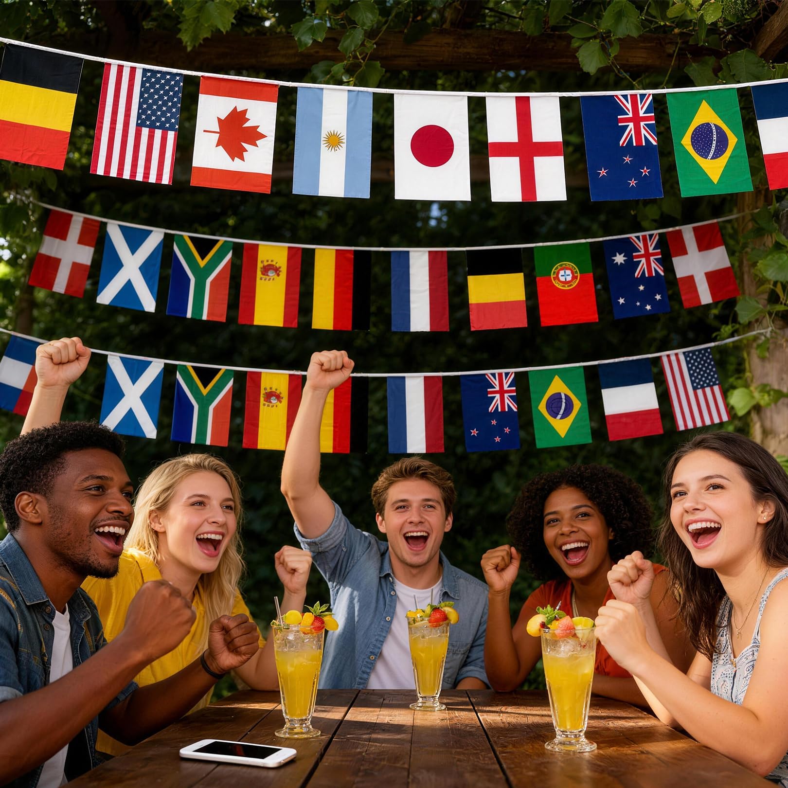 2 Pack World Cup Football 2026 Flags Bunting for World Cup Party Decorations 36ft/11m, Double Sides Flags Bunting for World Cup Football Bar Club Garden Street Decor - 4