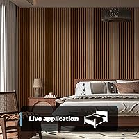 Vista 2 de Art3d Paquete de 2 paneles acústicos de madera de 108 x 12 pulgadas para pared, paneles de listones de madera insonorizados para pared y techo, Teca