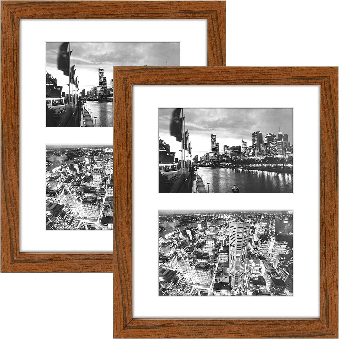 Golden State Art, 4X6 Double Picture Frame In Brown 8X10