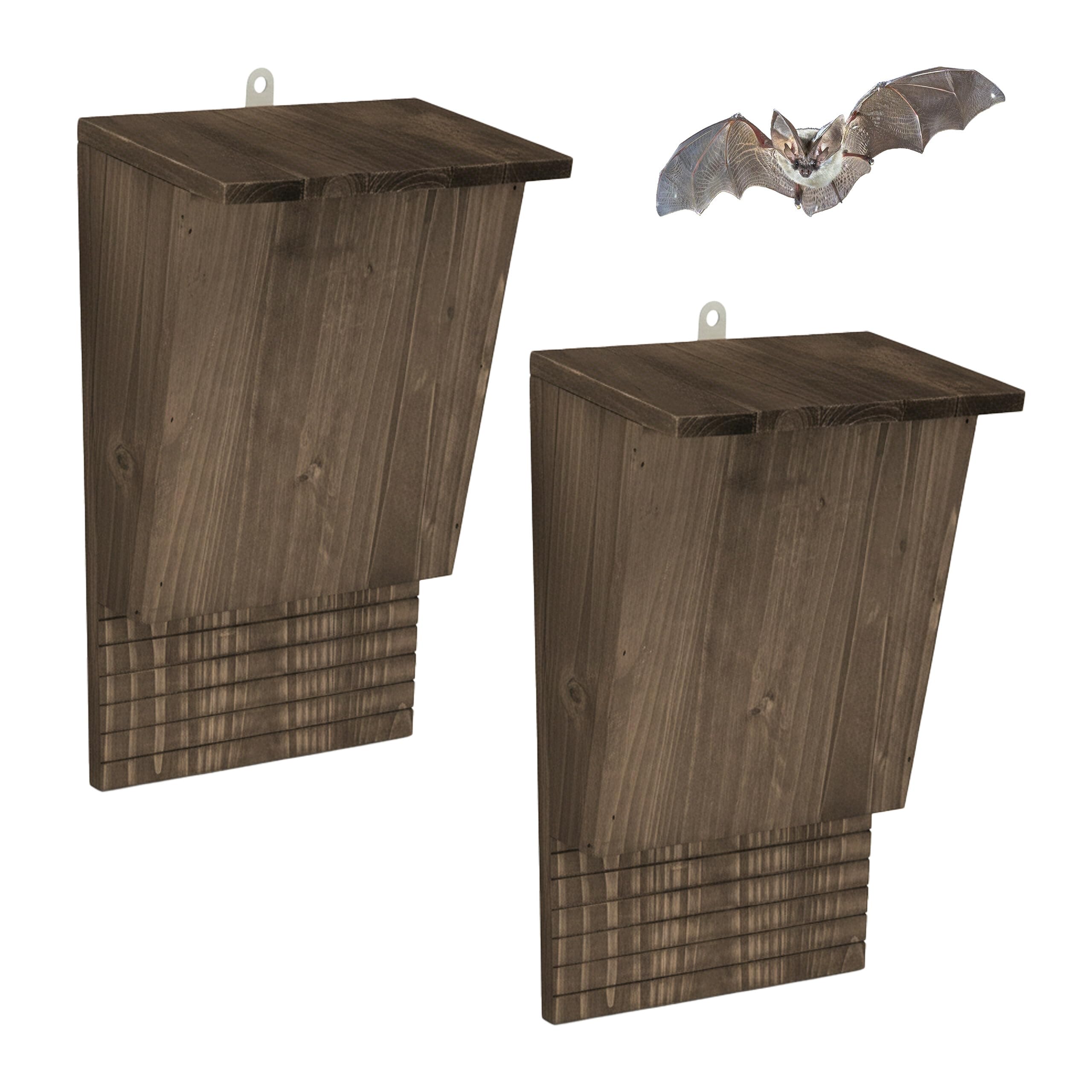 Relaxdays Casette per Pipistrelli Set 2 Poggioli in Legno Marrone 34x22.5x12.5 cm