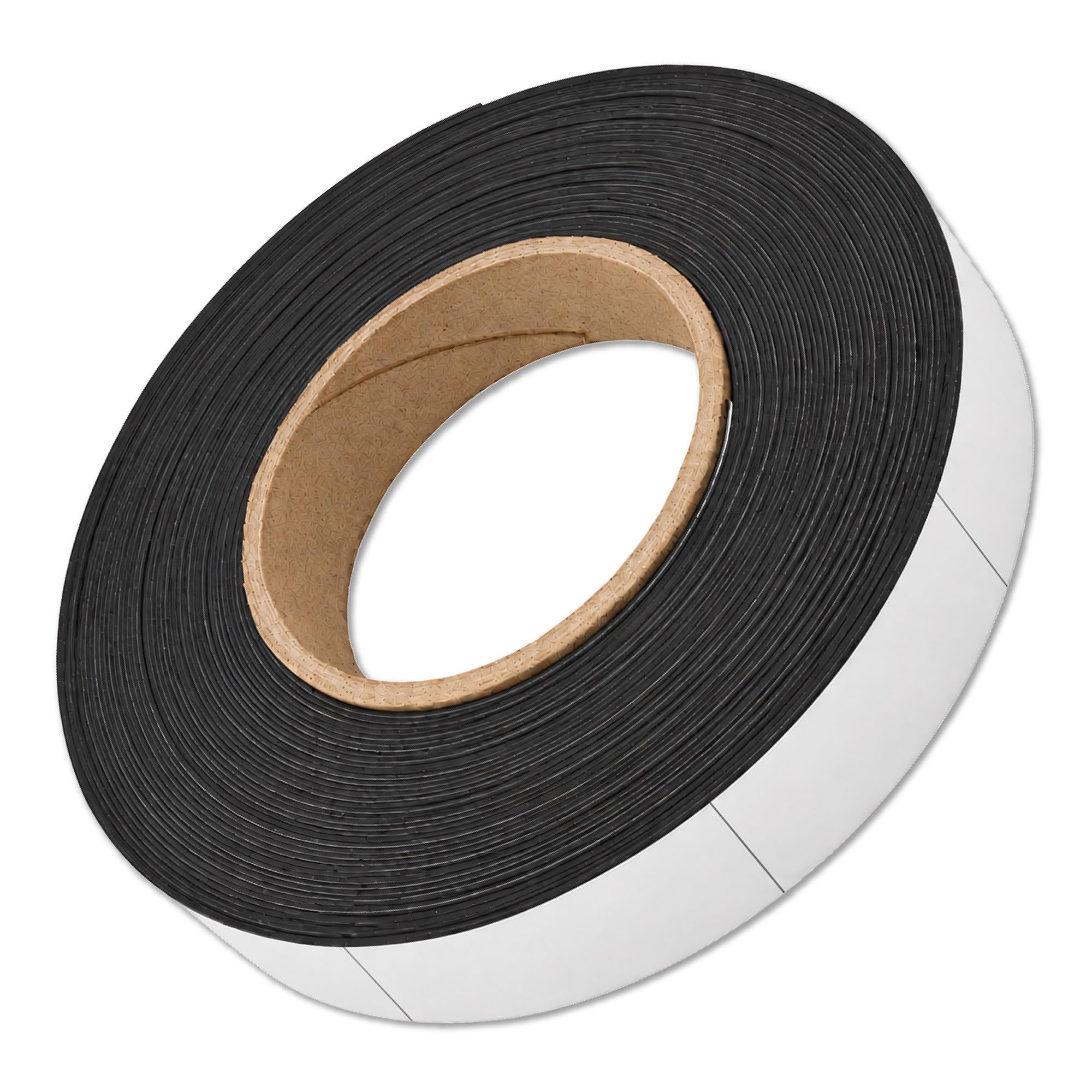 Flexible Magnet Strip with White Vinyl Coating, 1/32" Thick, 1" Height, 50 Feet, Scored Every 3", 1 Roll with 197-1" x 3" Pieces (1 pack) ZGN03040W/WKS50S3