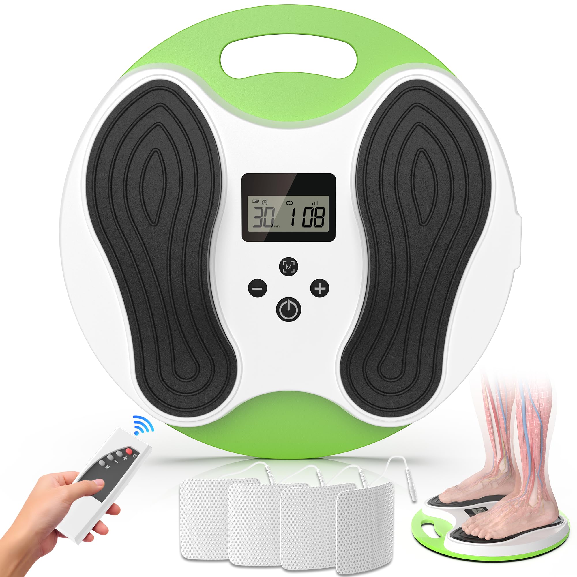 Nouveau 4-en-1 Stimulateur Circulatoire Rechargeable, Appareil Circulation Sanguine Jambes, Massage Pieds Stimulateur Circulatoire, Soulage la Douleur et la Fatigue des Pieds, Cadeau